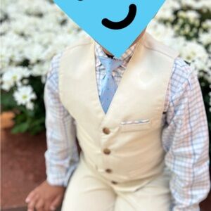 Kids Cream Vest and Tie Set